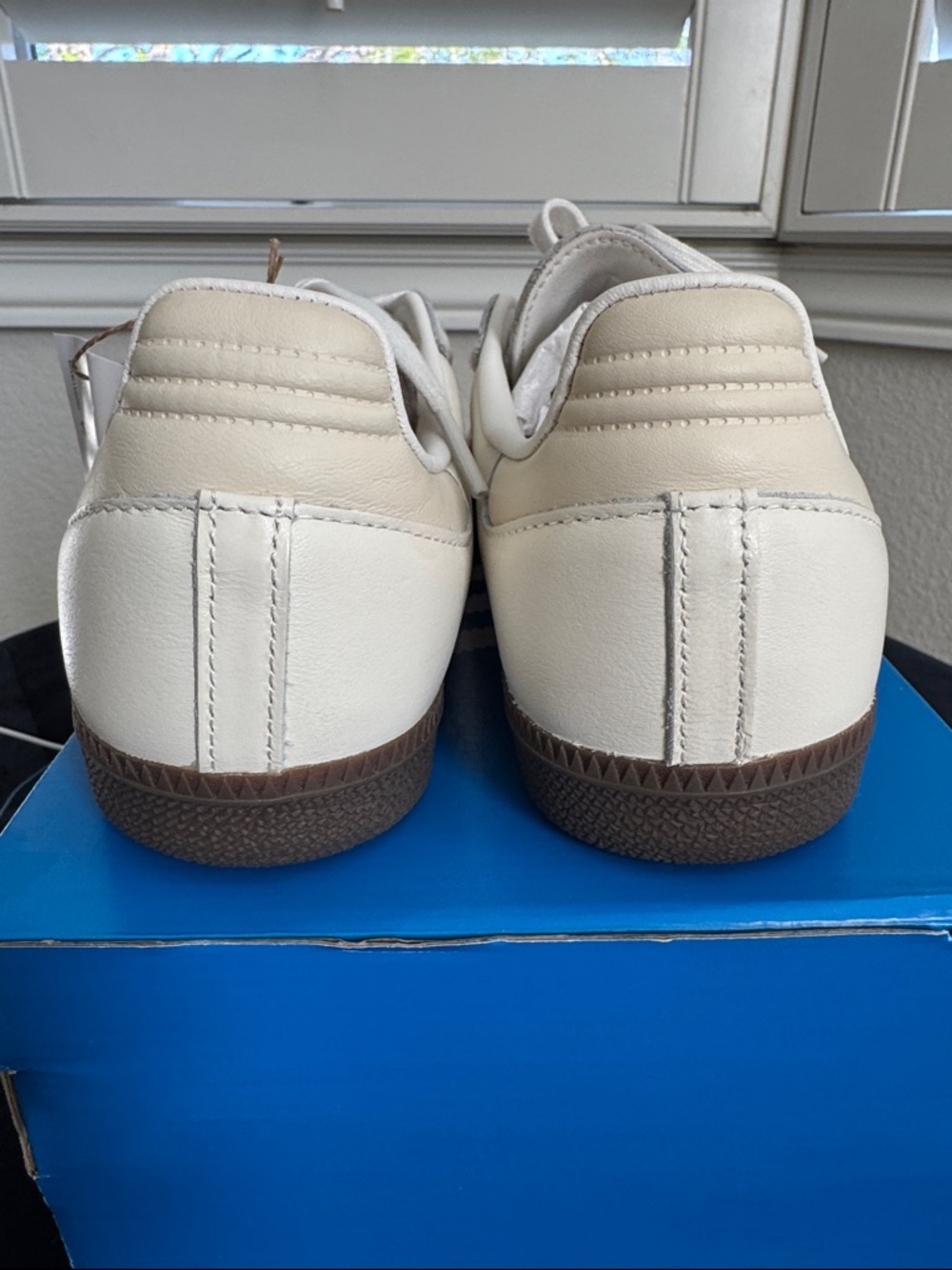 Womens Adidas Samba OG W Cream with Pink Stripes and Brown Sole - Picture 6 of 11